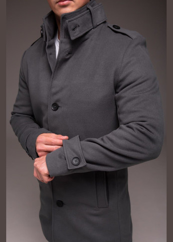 Серое демисезонное Пальто Стильное Утепленное Стеганая Подкладка Топ Качество No Brand