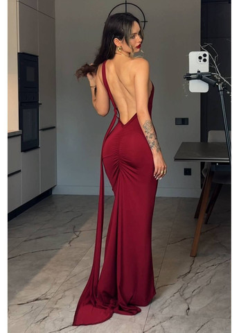 Бордова святковий, вечірня сукня No Brand однотонна