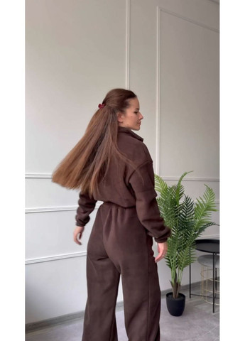 Комбинезон зимний флисовый popluzhnaya комбинезон-брюки тёмно-коричневый повседневный флис