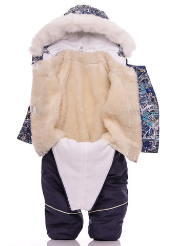 Синій зимній комбінезон для хлопчика на холофайбері кант синій 104 см (28694) BABYKROHA