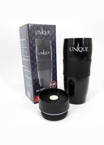 Термокухоль UN-1073 0.38 л, Термос для питної води туристичний. Колір: чорний Unique (364664666)