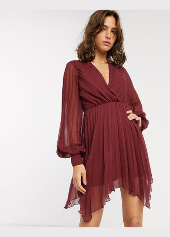 Бордова сукня міні плиссе Asos