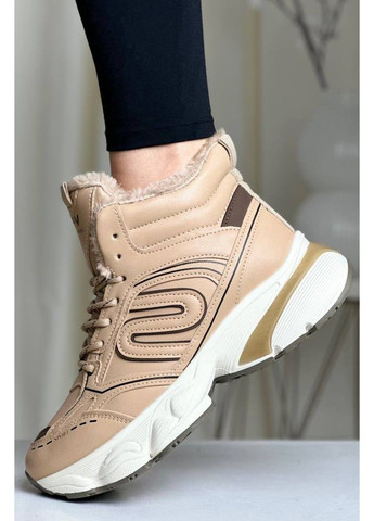 Зимние ботинки женские зимние бежевые (k908-2) Loretta прессованная кожа