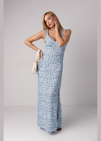 Довгий квітковий сарафан зі шнурівкою на спині 09166 Lurex (299232520)