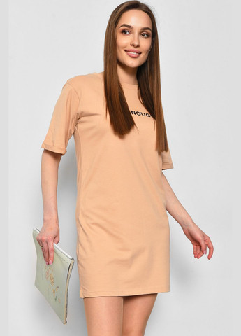 Туника женская из ткани лакоста бежевого цвета Let's Shop (290981433)