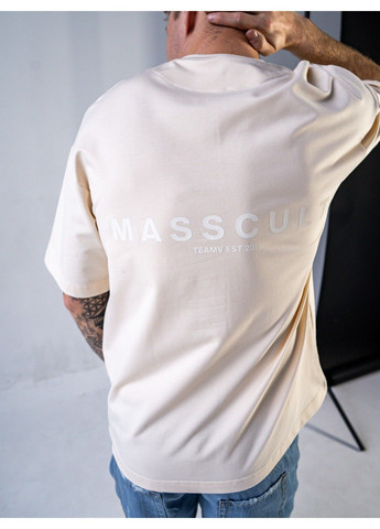 Песочная мужская футболка оверсайз с принтом masscult песочная Teamv