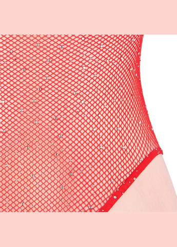 Боди в сетку Star Night Sparkle с длинными рукавами и открытыми плечами, красный No Brand (303909587)
