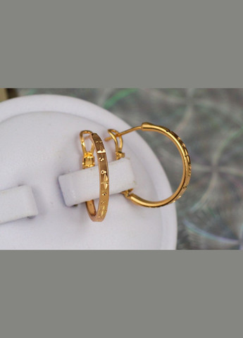 Серьги кольца Huping Jewelry плоские с рисунком 2 см золотистые. Xuping Jewelry (316434222)