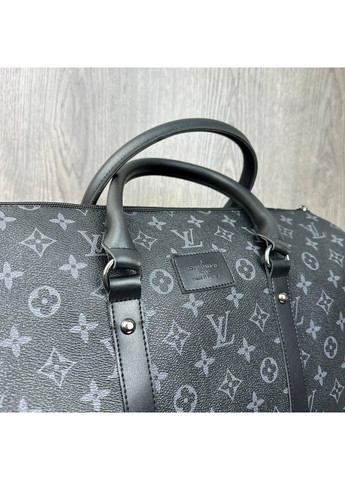 Дорожня сумка для ручної поклажі з екошкіри чорна для чоловіків та жінок середня сумка для поїздок та подорожей ProDobro (363221521)