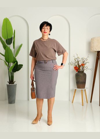 Серая офисная классическая юбка карандаш 432бб1 серо-красная No Brand карандаш