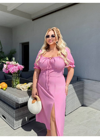 Рожева святковий, повсякденний, кежуал жіноча сукня міді а-силует Style Point однотонна