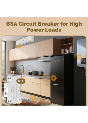 Розумний автоматичний вимикач А5 1P+N 1-63А Zigbee з моніторингом електроенергії MOES (367954229)