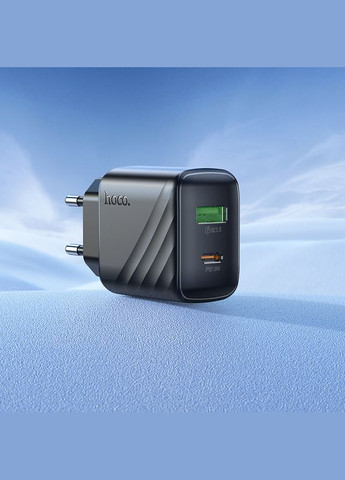 Зарядний пристрій із швидкою зарядкою PD20W та кабелем Type-C to Type-C CS25A |1Type-C, 1USB| Чорний Hoco (337350774)