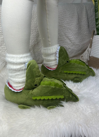 Жіночі теплі капці-крокодили плюшеві з антиковзною підошвою My Kigu (367082643)