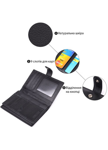 Містка обкладинка на документи унісекс з натуральної шкіри 23116 Чорний st leather (329146518)