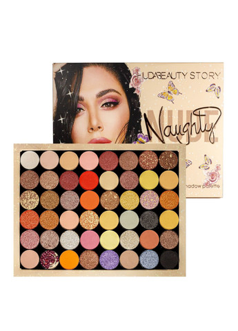 Палетка теней для век матовые перламутровые шиммерные 48 оттенков Naughty 600800 Huda Beauty (300676791)