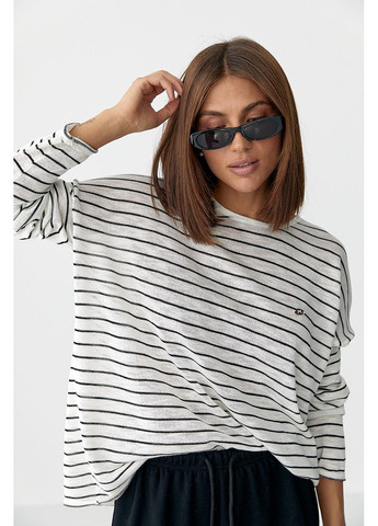 Чорний демісезонний легкий в'язаний джемпер у смужку - червоний колір Lurex