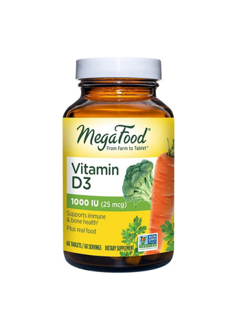 Вітаміни та мінерали Vitamin D3 1000 UI, 60 таблеток MegaFood (293340413)