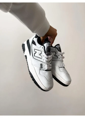 Білі кросівки чоловічі new balance 550 black white нью беланс 550 білі демісезон No Brand