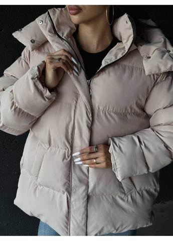Бежевый демисезонный Пуховик Style Point