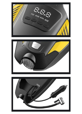 Електроасос насос компресор автоматичний електричний з роботою від прикурювача ліхтарем 22,5х7,4х14,5 см (477900-Prob) Unbranded (300822186)