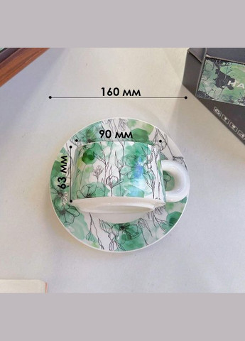 Подарочный кофейный набор White чашка+блюдце+подарочная коробка 8шт Qinglan Ruomeng (352011666)