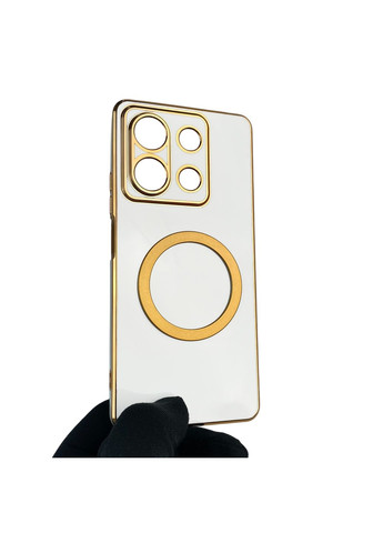 Чохол для Redmi Note 13 Pro 5G з кільцем MagSafe із золотою окантовкою на сяомі редмі нот 13 про білий gs1 Xiaomi (366229500)