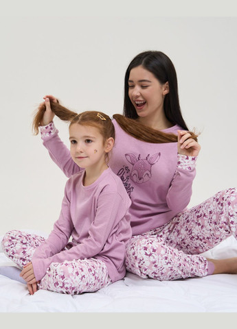Рожева піжама для дівчинки зі штанами інтерлок Nicoletta