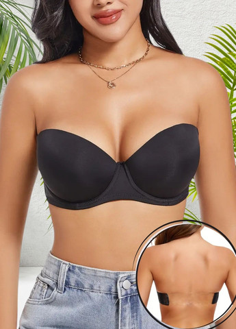 Чорний балконет бюстгальтер-невидимка трансформер victoria push-up 36 75beige (6952) FS з кісточками поліамід