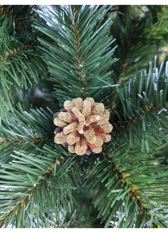 Ялинка Кармен з золотими шишками і перлинами 2,2м. Зелена ялинка штучна з натуральними шишками та підставкою Xatynka (363057926)