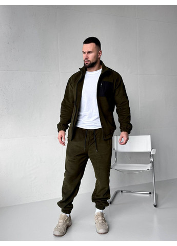 Оливковий (хакі) зимній зимовий чоловічий костюм з флісу брючний Vakko