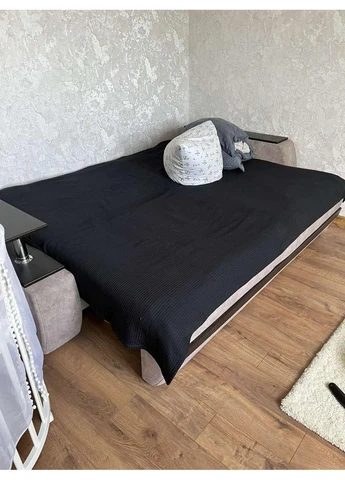 Покривало Косичка бавовняне чорне ZEINTEX (391556958)