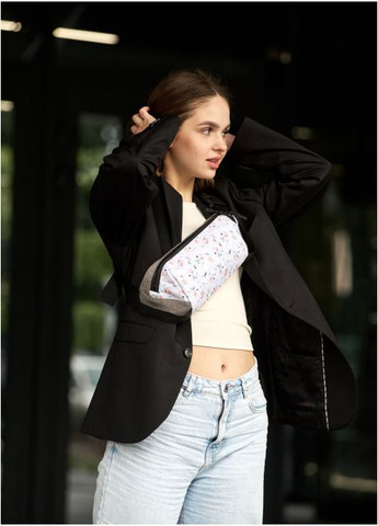 Сумка на пояс бананка Holster MSH серая тканева з квітковим білим принтом (SKU_87118706-VS) Sambag (302450352)