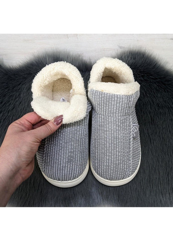 Серые тапочки чуни женские теплые закрытые Lion