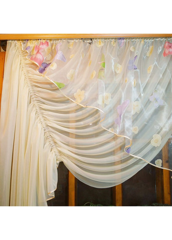 Кухонная готовая занавеска Камелия лунный левая No Brand (372134043)