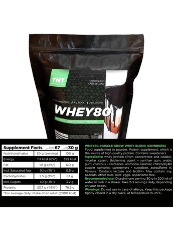 Протеїн для росту м'язів Muscle Grow Whey 80 смак шоколадний чізкейк 4 кг Шейкер у подарунок TNT (369954105)