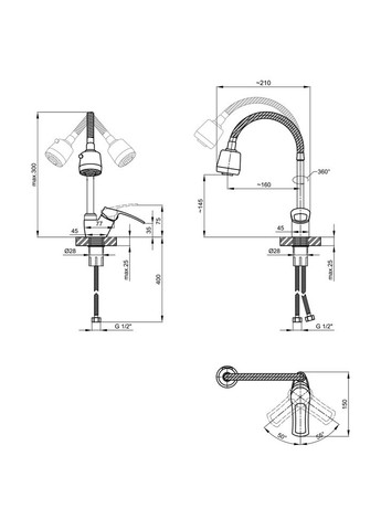 Смеситель для кухни Agata 008F4 с гибким изливом (k40) LDAGA008F4CRM35126 Chrome LIDZ 008F-4 (324250421)