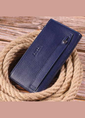 Стильний вертикальний гаманець із натуральної шкіри 21423 Синій Karya (329149135)