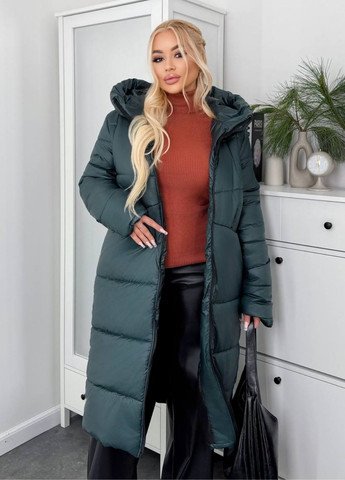 Изумрудная зимняя зимнее пальто на молнии с капюшоном. куртка-пальто Tik-Tak