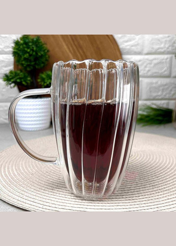 Высокая чашка с двойными стенками 450 мл Wave из боросиликатного стекла Hell (303212451)