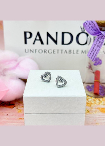Срібні сережки «Ажурні серце» Пандора Pandora (317565206)