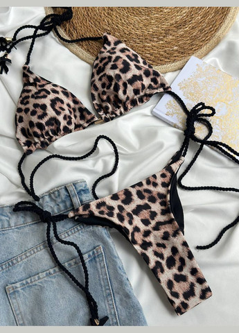 Бежевый летний трендовый купальник раздельный No Brand