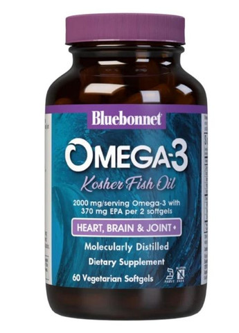 Omega 3 Kosher Fish Oil 60 Veg Caps Bluebonnet Nutrition (294058484)