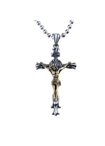 Хрестик із розп'яттям в готичному стилі з медичної сталі PSC-022 No Brand (299340174)