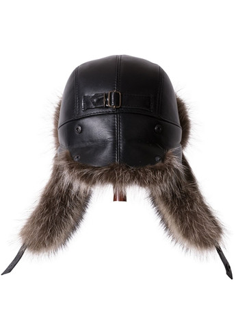 Хутряна шапка вушанка з натурального хутра єнота та натуральної шкіри Меховой Стиль Ушанка (356676083)