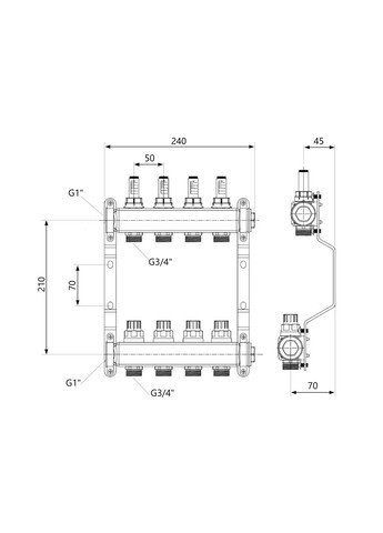 Колектор з витратомірами Standart 1" 4 виходи SD Plus SD0044 (346492805)