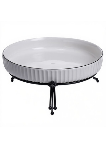 Фруктовница фарфоровая на металлической подставке 22,5 см Черный LB-1571B Yiwu (370800880)