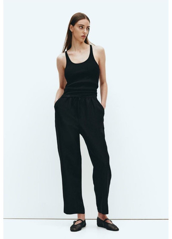 Жіночі звужені штани з лляної суміші Н&М (56906) XS Чорні H&M (290704960)