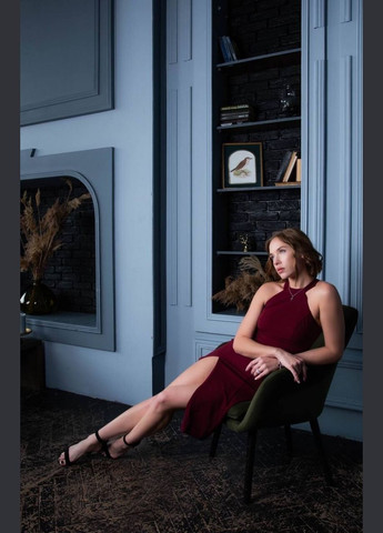 Бордовое коктейльное платье WINN однотонное