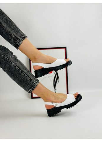 Белые 192 босоножки кожаные белые на липучке KDSL